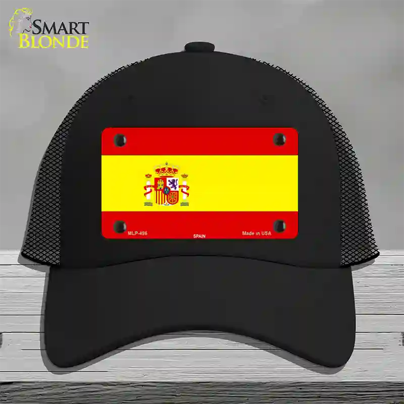 Spain Flag Novelty License Plate Hat Mesh / Black