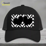 White Black Chevon Hearts Novelty License Plate Hat Mesh / Black
