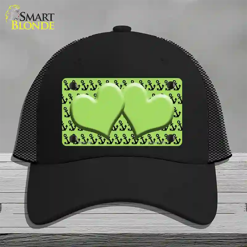 Lime Green Black Anchor Lime Green Heart Center Novelty License Plate Hat Mesh / Black