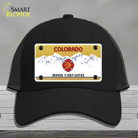 Denver Fire Fighter Novelty License Plate Hat Mesh / Black