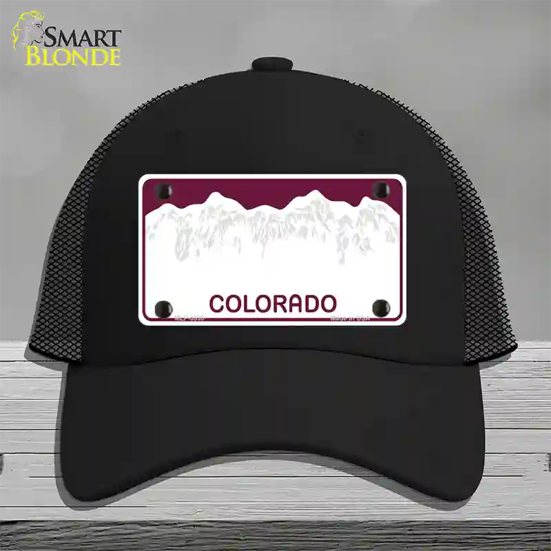 Colorado State Blank Novelty License Plate Hat Mesh / Black