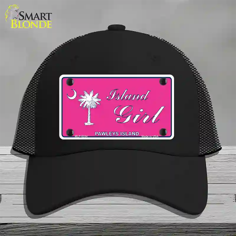 Island Girl Pink Novelty License Plate Hat Mesh / Black