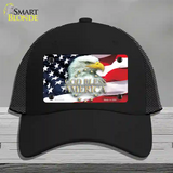 God Bless America Eagle Novelty License Plate Hat Mesh / Black