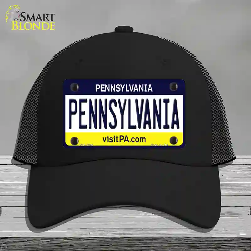 Pennsylvania State Novelty License Plate Hat Mesh / Black