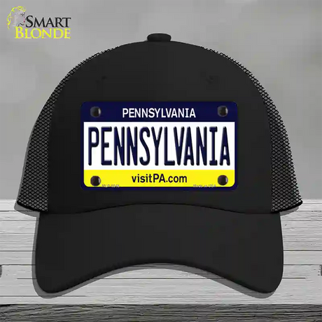 Pennsylvania State Novelty License Plate Hat Mesh / Black