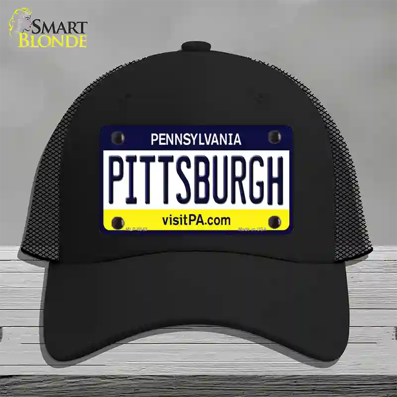 Pittsburgh Pennsylvania State Novelty License Plate Hat Mesh / Black