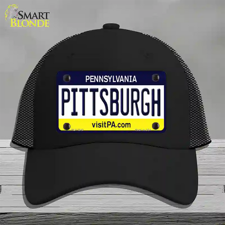 Pittsburgh Pennsylvania State Novelty License Plate Hat Mesh / Black