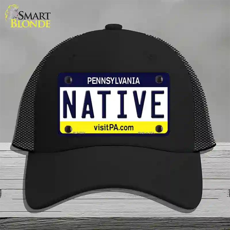 Native Pennsylvania State Novelty License Plate Hat Mesh / Black