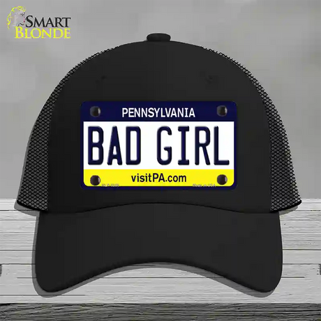 Bad Girl Pennsylvania State Novelty License Plate Hat Mesh / Black