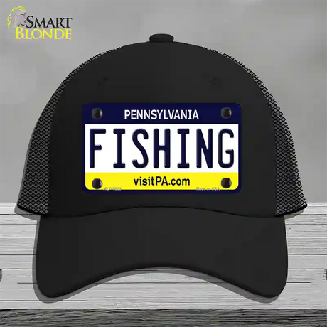Fishing Pennsylvania State Novelty License Plate Hat Mesh / Black
