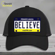 Believe Pennsylvania State Novelty License Plate Hat Mesh / Black