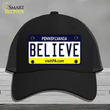 Believe Pennsylvania State Novelty License Plate Hat Mesh / Black