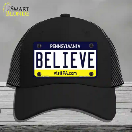 Believe Pennsylvania State Novelty License Plate Hat Mesh / Black