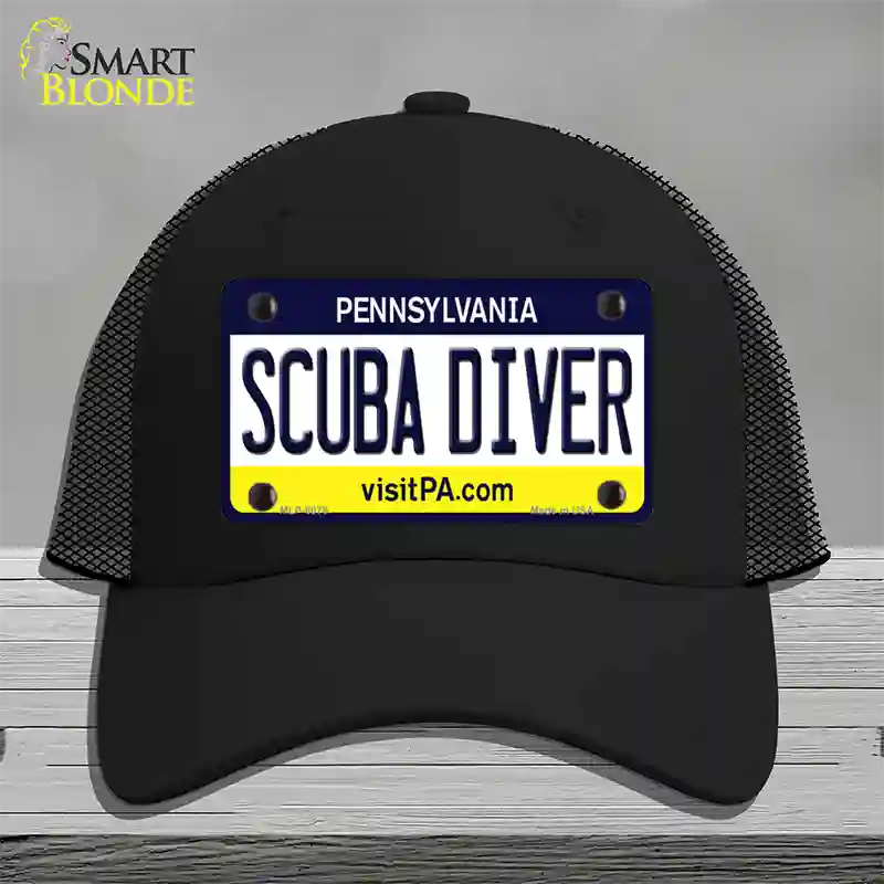 Scuba Diver Pennsylvania State Novelty License Plate Hat Mesh / Black