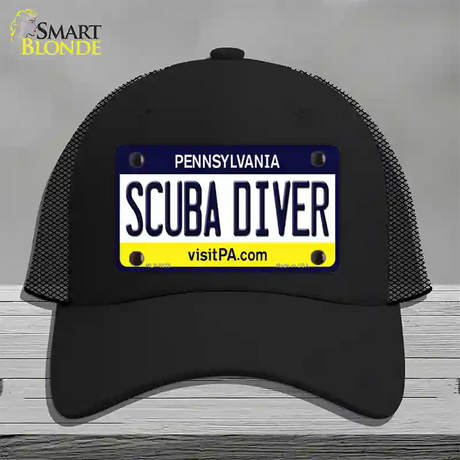 Scuba Diver Pennsylvania State Novelty License Plate Hat Mesh / Black