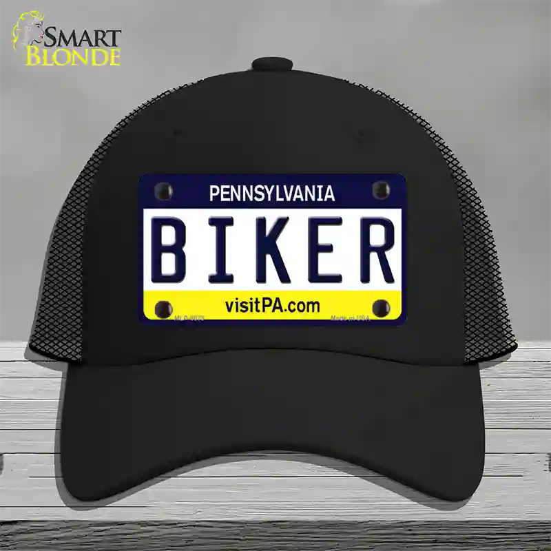 Biker Pennsylvania State Novelty License Plate Hat Mesh / Black