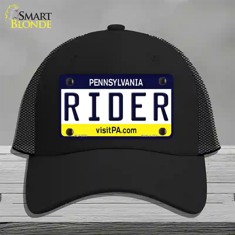 Rider Pennsylvania State Novelty License Plate Hat Mesh / Black