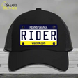 Rider Pennsylvania State Novelty License Plate Hat Mesh / Black