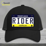 Rider Pennsylvania State Novelty License Plate Hat Mesh / Black