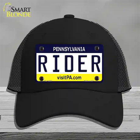 Rider Pennsylvania State Novelty License Plate Hat Mesh / Black