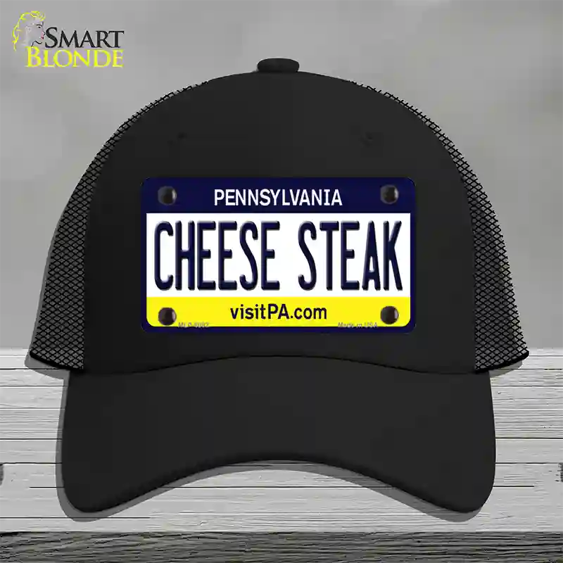 Cheese Steak Pennsylvania State Novelty License Plate Hat Mesh / Black