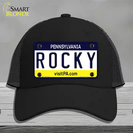 Rocky Pennsylvania State Novelty License Plate Hat Mesh / Black