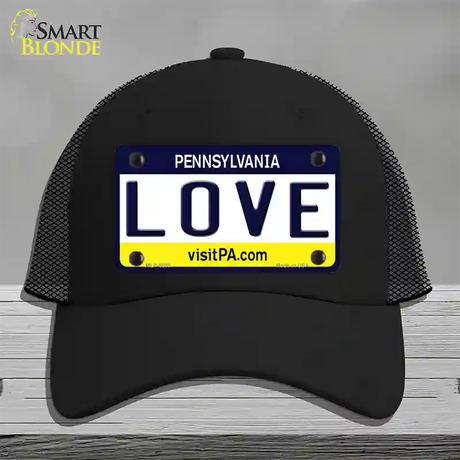 Love Pennsylvania State Novelty License Plate Hat Mesh / Black