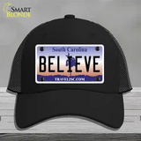 Believe South Carolina Novelty License Plate Hat Mesh / Black