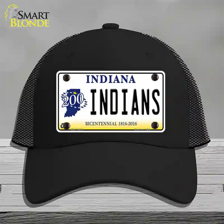 Indians Indiana Novelty License Plate Hat Mesh / Black