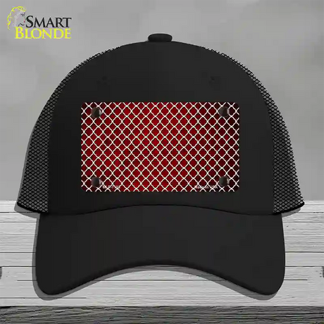Red White Quatrefoil Oil Rubbed Novelty License Plate Hat Mesh / Black