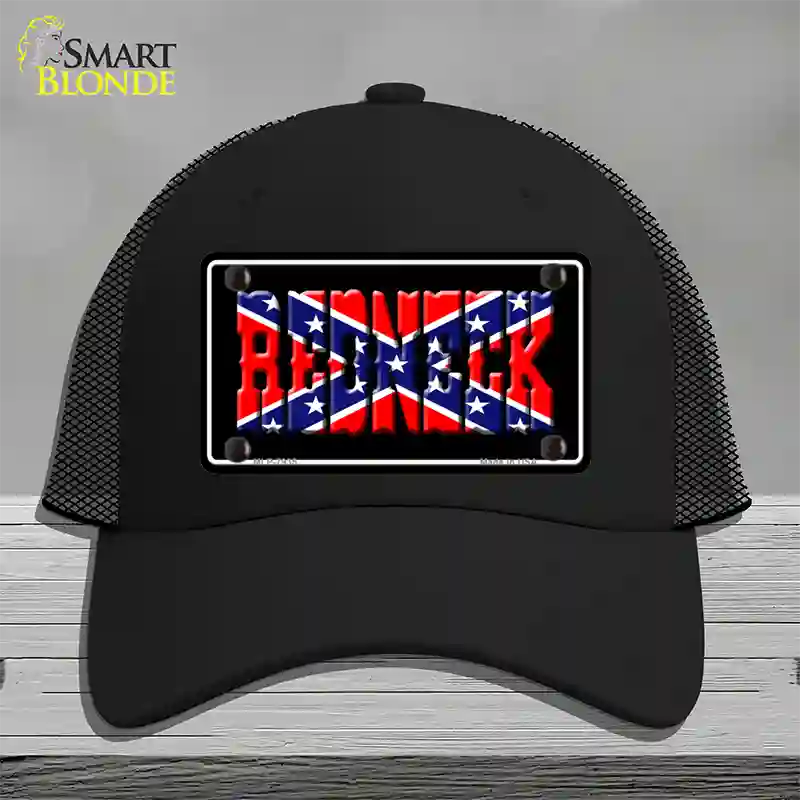 Redneck Confederate Flag Black Novelty License Plate Hat Mesh / Black
