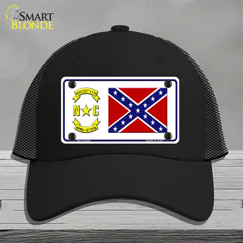 Confederate Flag North Carolina Novelty License Plate Hat Mesh / Black