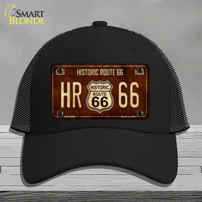 Historic Route 66 Vintage Novelty License Plate Hat Mesh Black