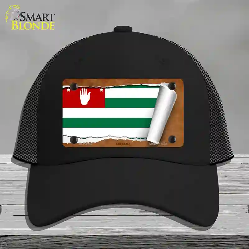 Abkhazia Flag Scroll Novelty License Plate Hat Mesh / Black