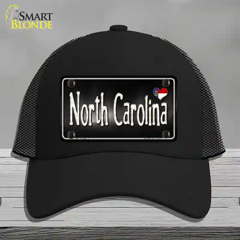 North Carolina Flag Script Novelty License Plate Hat Mesh / Black