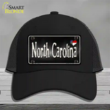 North Carolina Flag Script Novelty License Plate Hat Mesh / Black