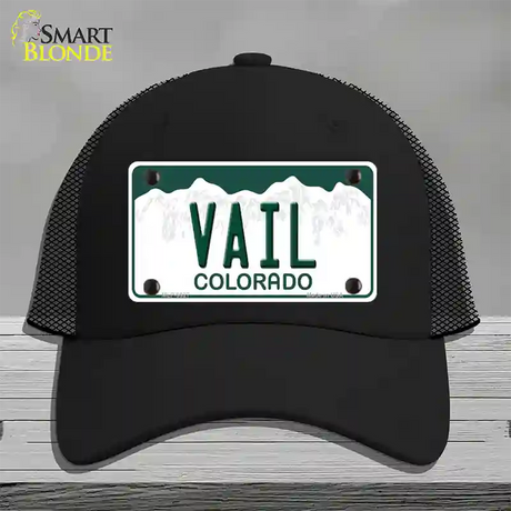 Vail Colorado Novelty License Plate Hat Mesh / Black