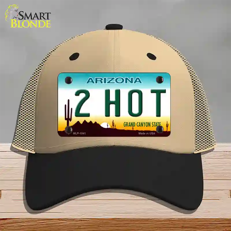 2 Hot Arizona Novelty License Plate Hat Mesh / Khaki|Black