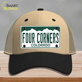 Four Corners Colorado Novelty License Plate Hat Mesh Khaki|Black