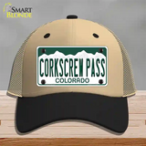 Corkscrew Pass Colorado Novelty License Plate Hat Mesh Khaki|Black