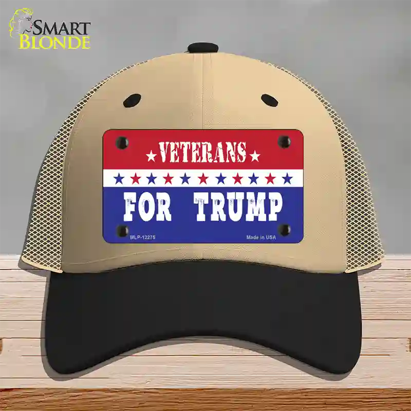 Veterans For Trump Novelty License Plate Hat Mesh / Khaki|Black
