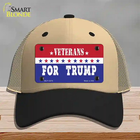 Veterans For Trump Novelty License Plate Hat Mesh / Khaki|Black
