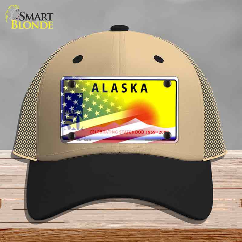 Alaska with American Flag Novelty License Plate Hat HAT-MLP-12330