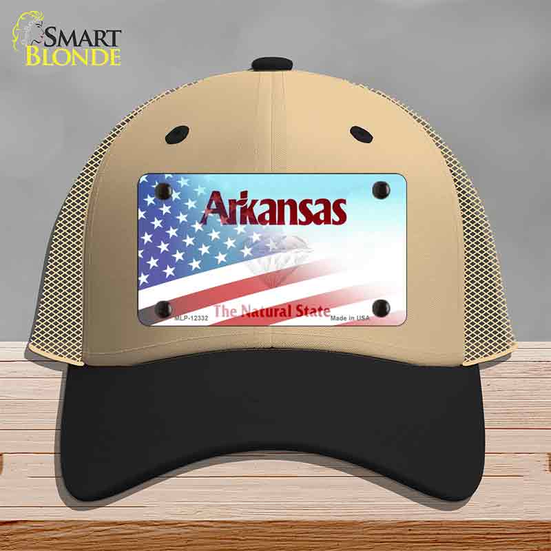 Arkansas with American Flag Novelty License Plate Hat HAT-MLP-12332