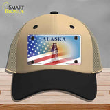 Alaska Bear with American Flag Novelty License Plate Hat HAT-MLP-12478