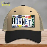 Hornets Strip Art Novelty License Plate Hat Tag Mesh Khaki|Black