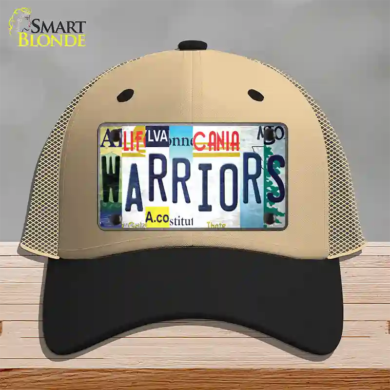 Warriors Strip Art Novelty License Plate Hat Tag Mesh Khaki|Black