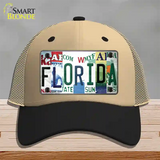 Florida Strip Art Novelty License Plate Hat Tag Mesh Khaki|Black