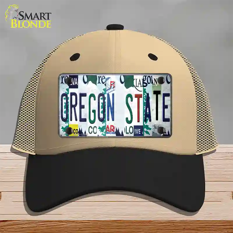 Oregon State Strip Art Novelty License Plate Hat Tag Mesh Khaki|Black