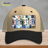 Northwestern Strip Art Novelty License Plate Hat Tag Mesh Khaki|Black